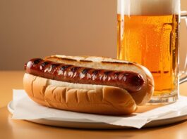 Hot dog and beer